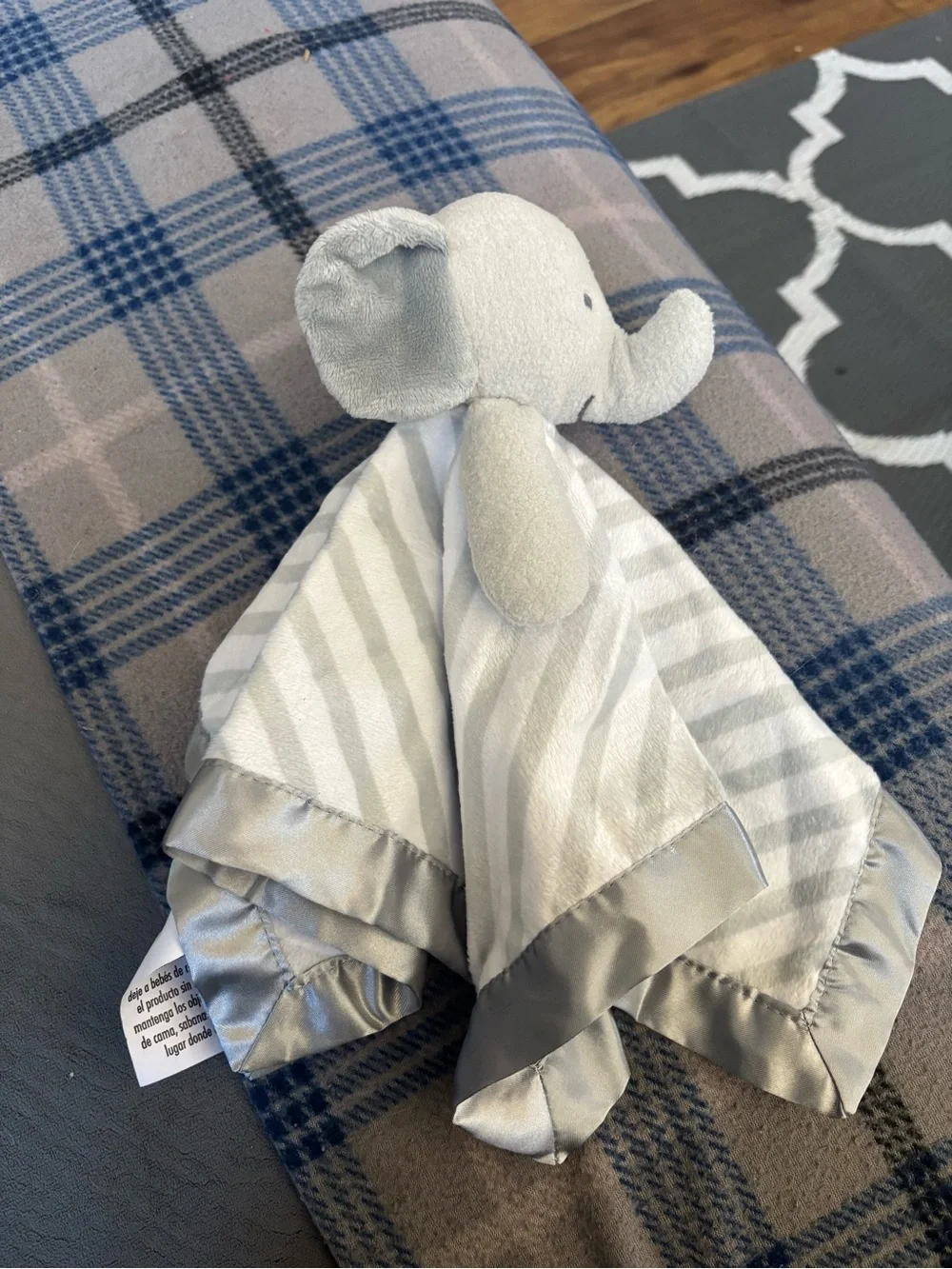 cloud island Grey Striped Elephant Lovey Bib